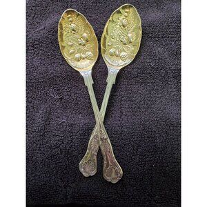 EPNS AL Sheffield England Set of Kings Berry Spoons Gold & Silver plated 9"
